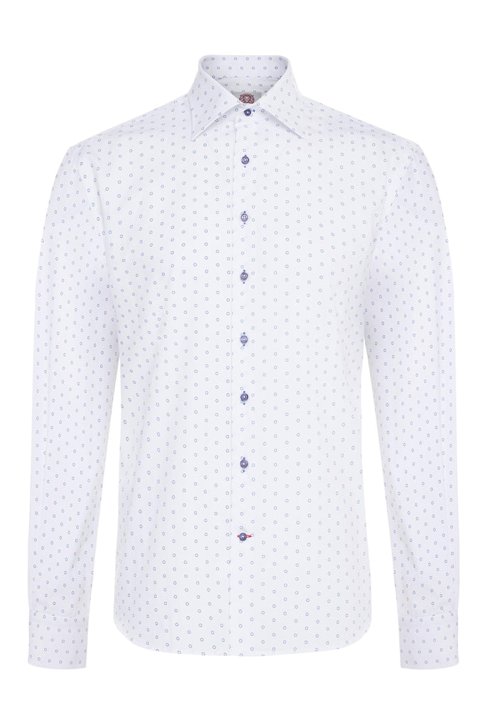 Clubman White Blue Circles Shirt - Labinjohlondon