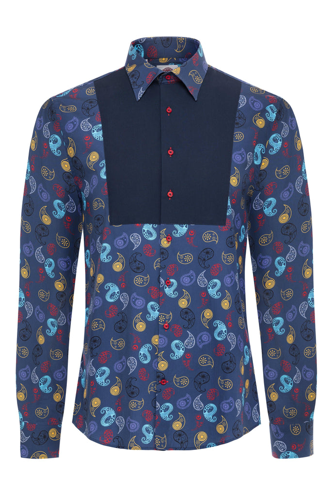 Spitfire Blue Paisley Bib - Labinjohlondon